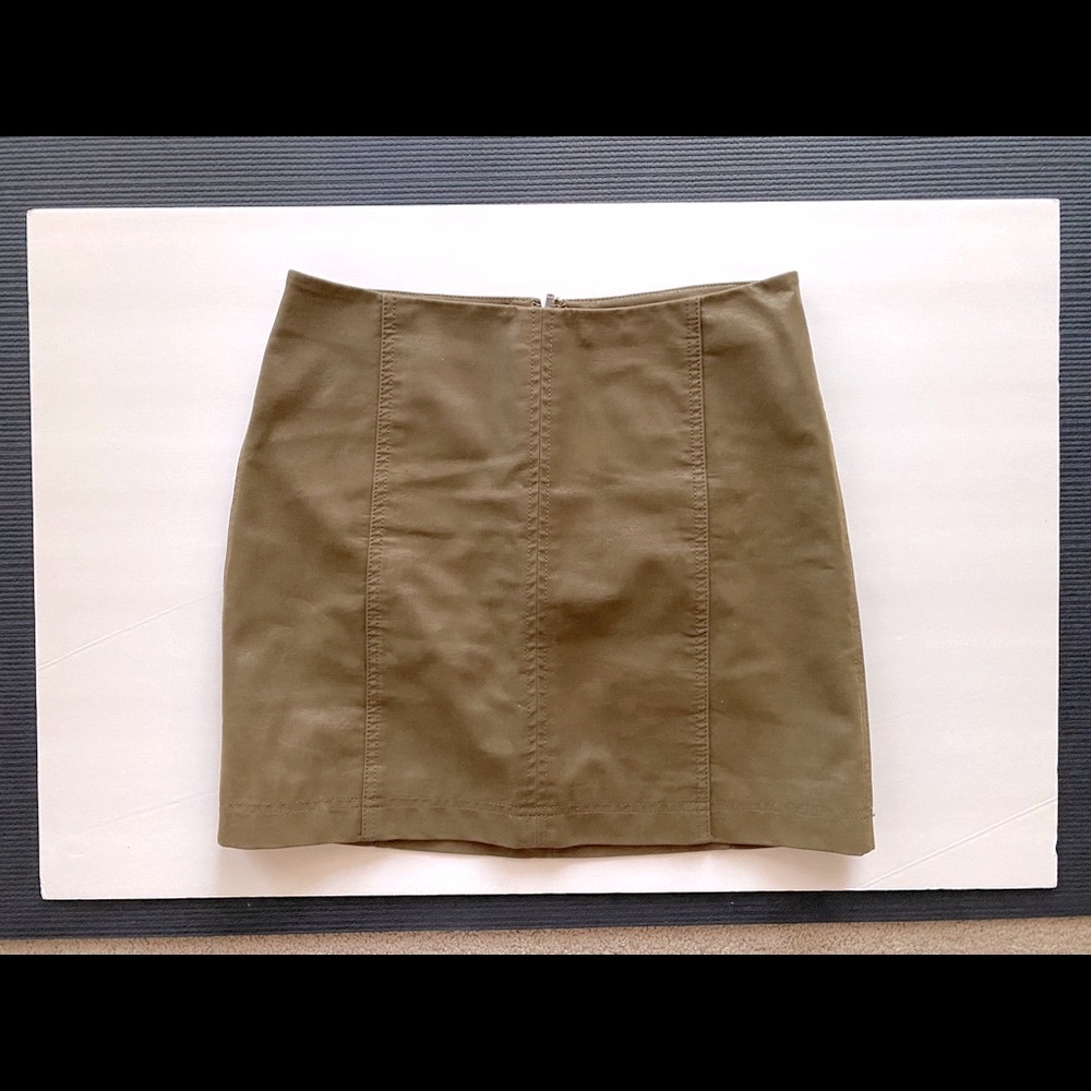 Free people Olive Green faux leather mini skirt